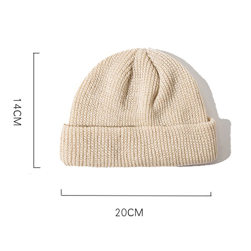 Hue hue roll up varm fisker strikning ensfarvet til mænd kvinder vinter  -b5