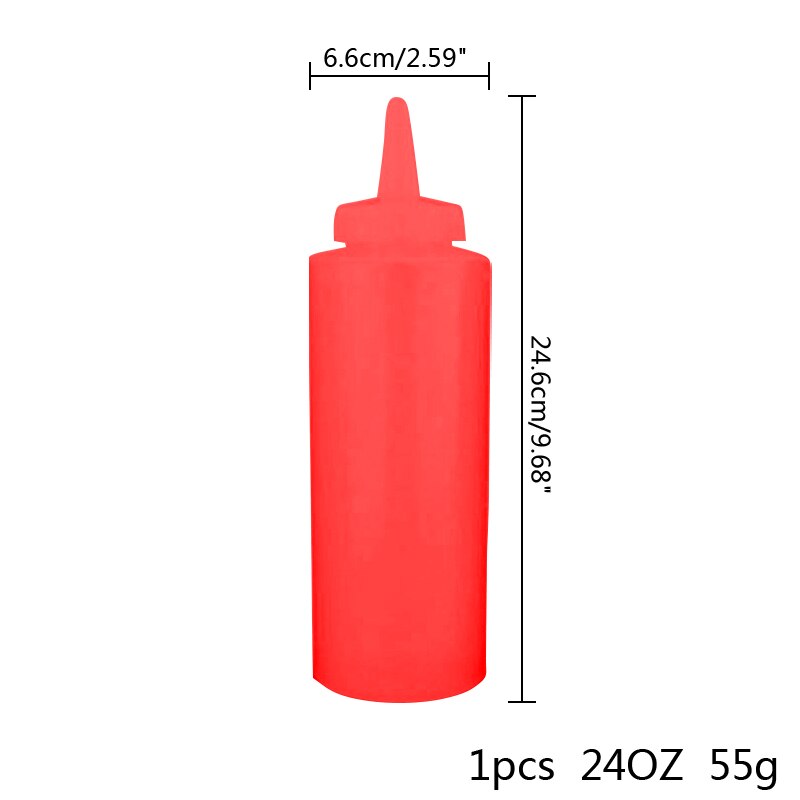 Botella de plástico de alimentaria para cocina, botella exprimible de 8OZ/12OZ/24OZ, para salsa de aceite de oliva, Ketchup, Mustard, Mayo, utensilios para barbacoa: 1pcs 24oz red