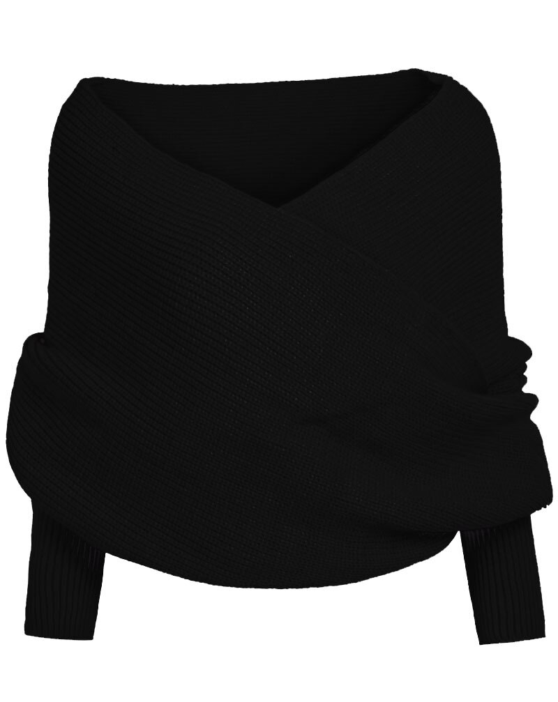 Kms Sexy Winter Warme Zachte Breiwol Lange Mouwen Wrap Shawl Effen Zwart Grijs Beige Rood Voor Vrouwen 200*42Cm