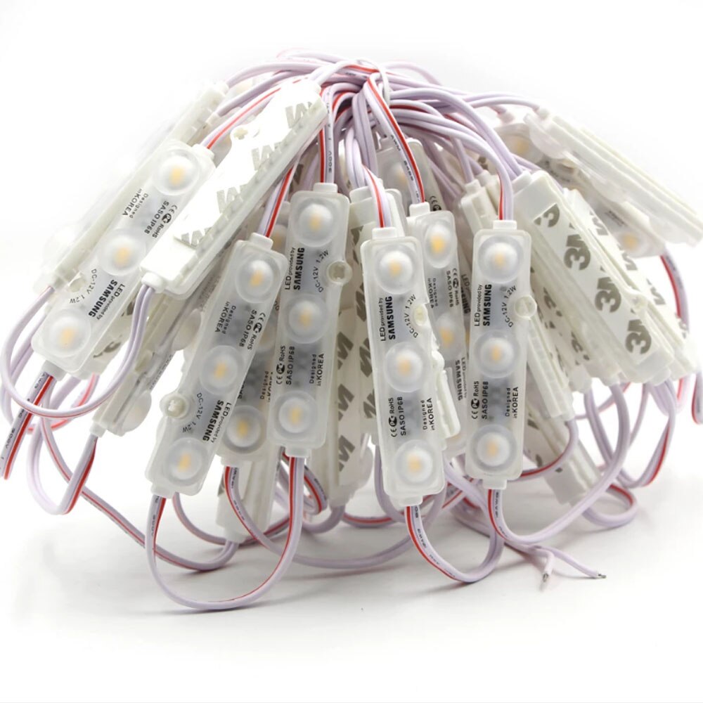 SMD 5730 Samsung LED Modules IP68 Waterproof 3 LED Back Lights Mirror lamp Red Blue Green cool White warm white Led Chip DC12V