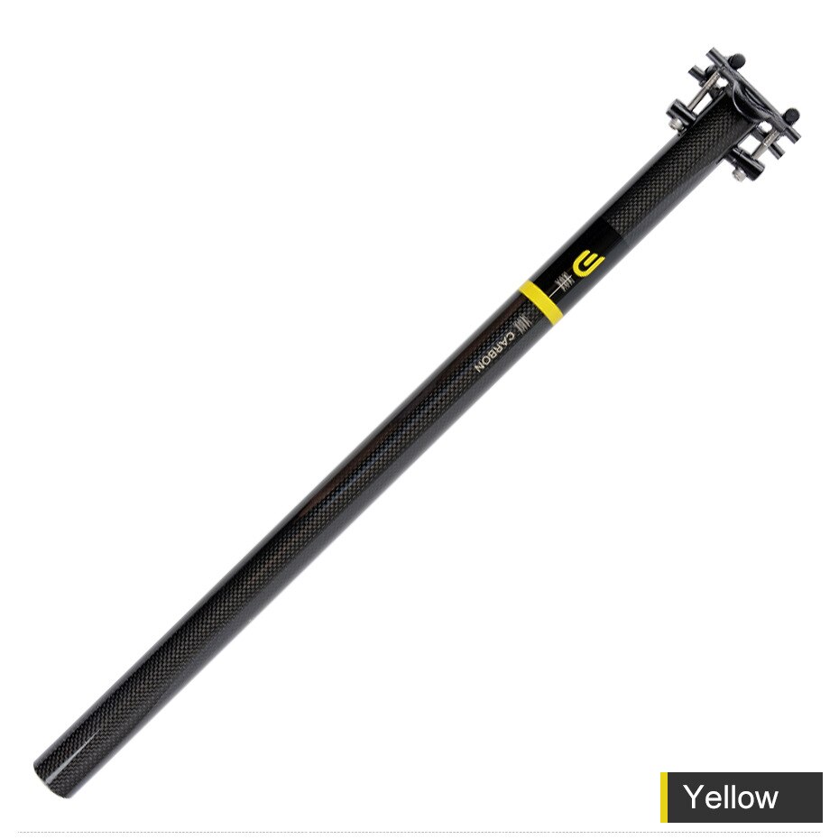 DODICI Full Carbon fiber Bicycle Seatpost 31.9/33.9/34.9*580mm 3K Glossy Folding Bike Seat Tube Ultralight Straight saddle pole: Yellow 31.8x580mm