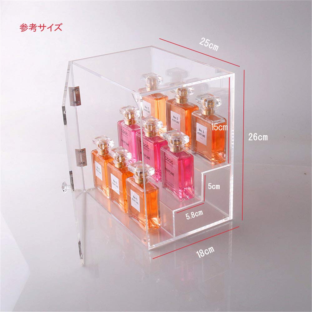 LUGUNU Collection Case Perfume Exhibition Box 3 Steps Acrylic Riser Display With Door Cosmetic Storage