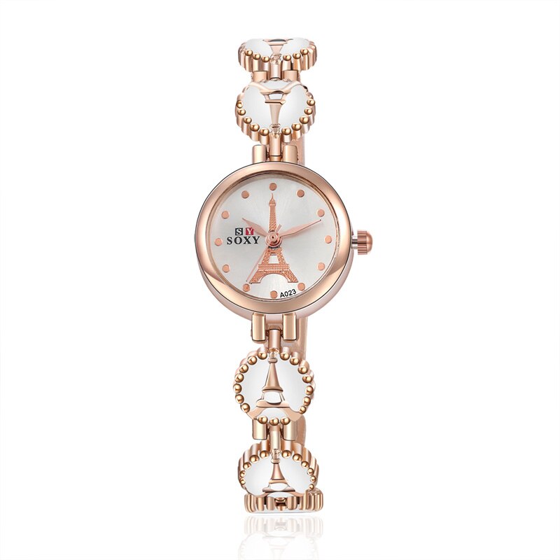 Mode Eiffeltoren quartz Horloge Soxy Horloge Relojes Vrouwen Horloge Dames Horloge Klok relogio feminin: white