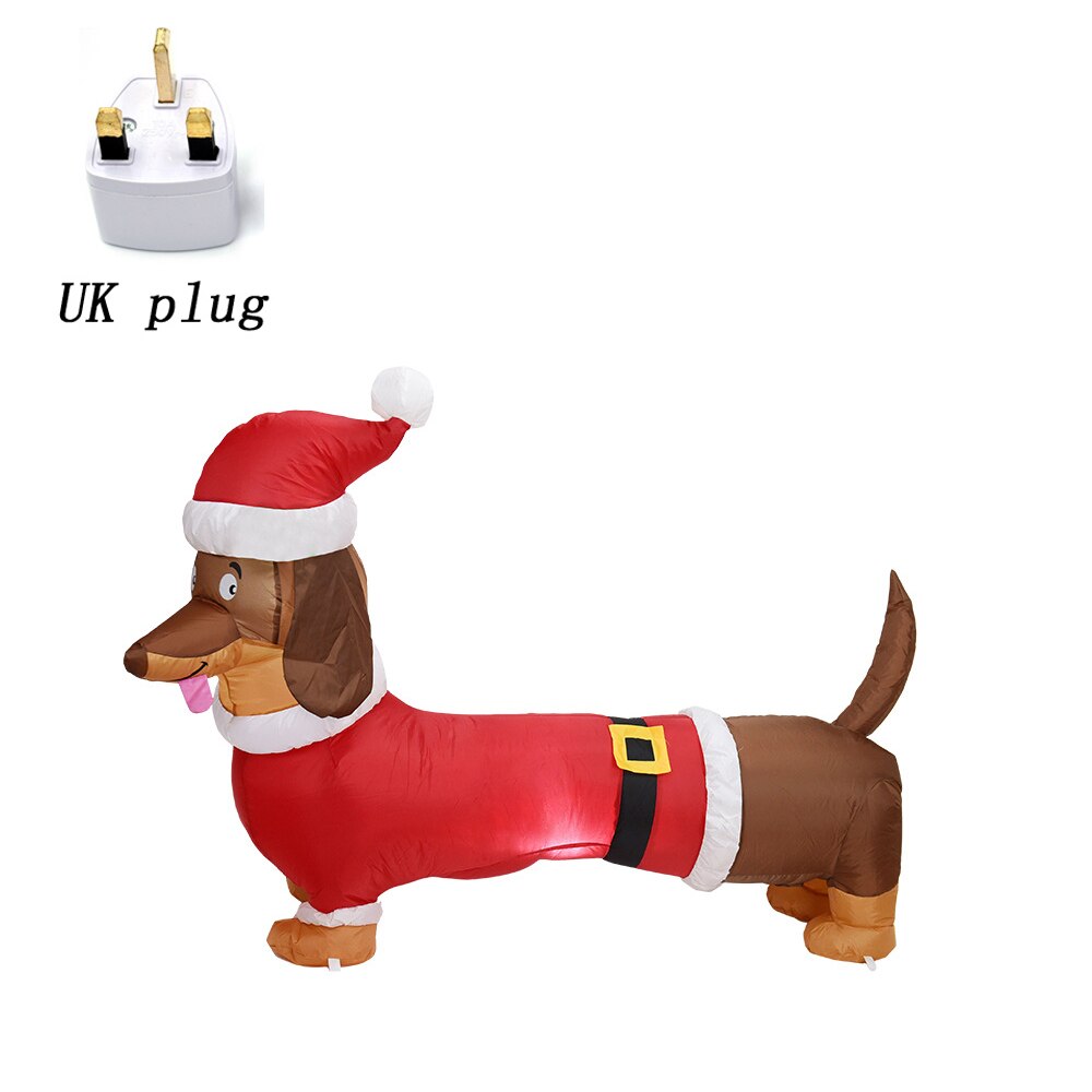 4FT Dachshund Weiner Dog Air Blown Inflatable Outdoor Toys Puppy Dog Christmas Yard Lawn Party Decoration with LED Light: UK Plug