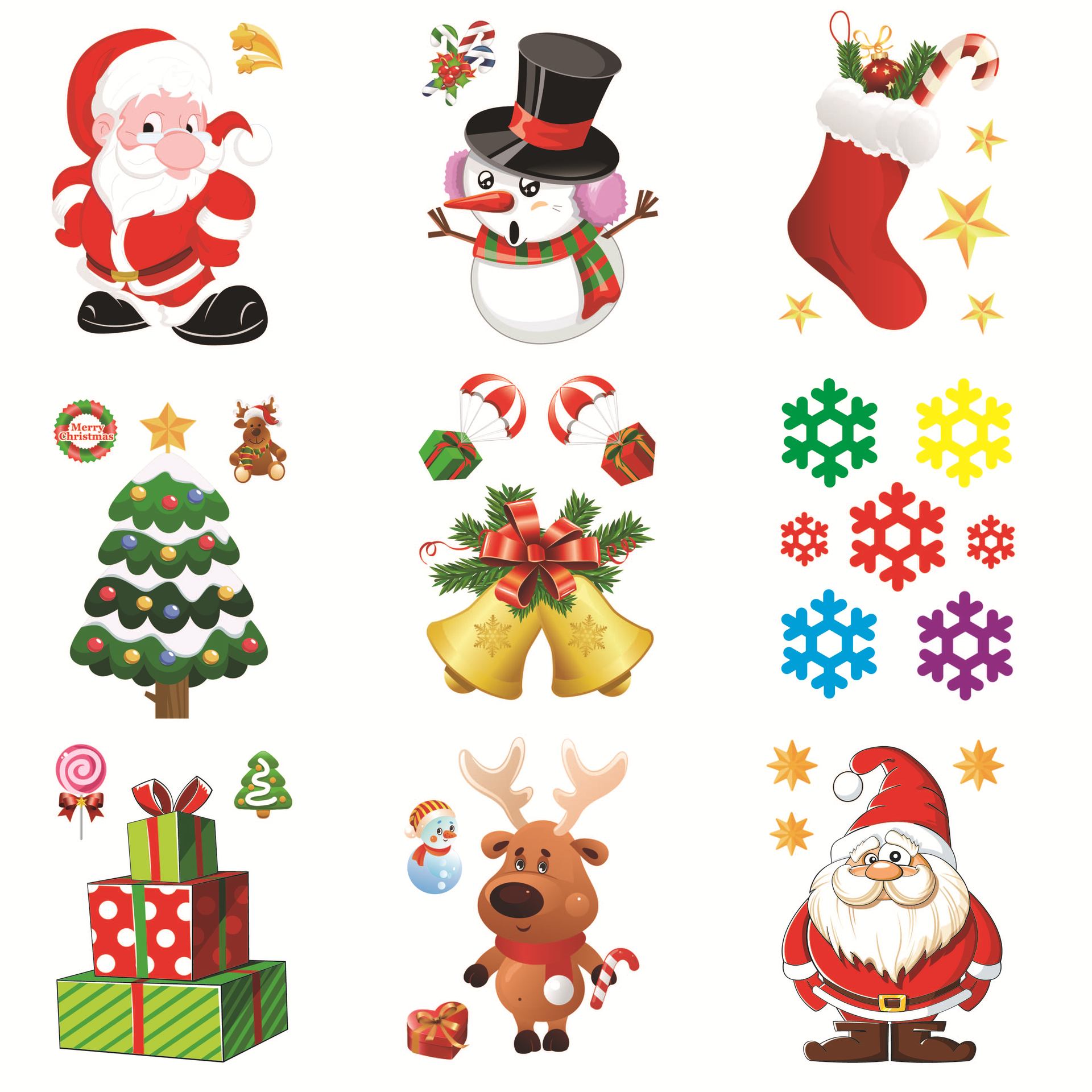 Winkel Venster Koelkast Sneeuwpop Kerstman Sneeuwvlok Kerstboom Muursticker Decoraties Voor Huis Stickers