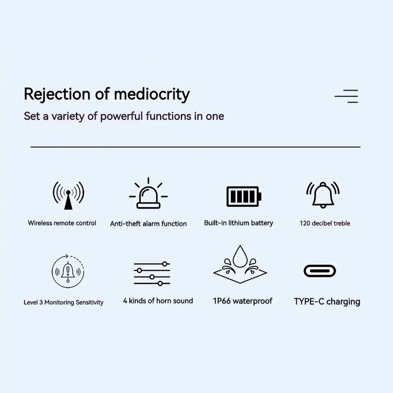 ENLEE 120DB USB Charge Fiets Elektrische Bel MTB Cyclus Trompet Hoorn Anti-diefstal Alarmsirene & Afstandsbediening