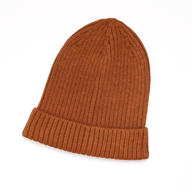 unisexe laine épais casquettes Simple solide chapeau mélanges doux Fine fil tricoté chapeau bonnets laine hiver printemps casquettes Skullies: Caramel