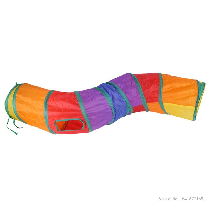 Tunnel pour chat arc-en-ciel en forme de S, en tissu Polyester pliable, canal pour chat, Dragon roulant, jouet pour animaux de compagnie, furet