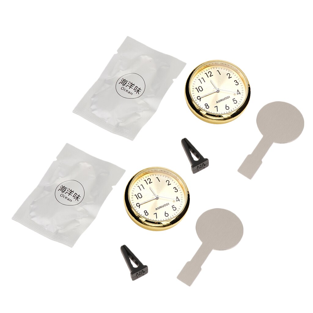 2 x Car Digital Clock Auto Watch Automotive Decoration Clock In Car - Golden