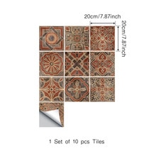 10 pçs 20x20cm laranja marroquino do vintage banho adesivo de parede da cozinha piso telha adesivo revestimento de parede: Floor Finish