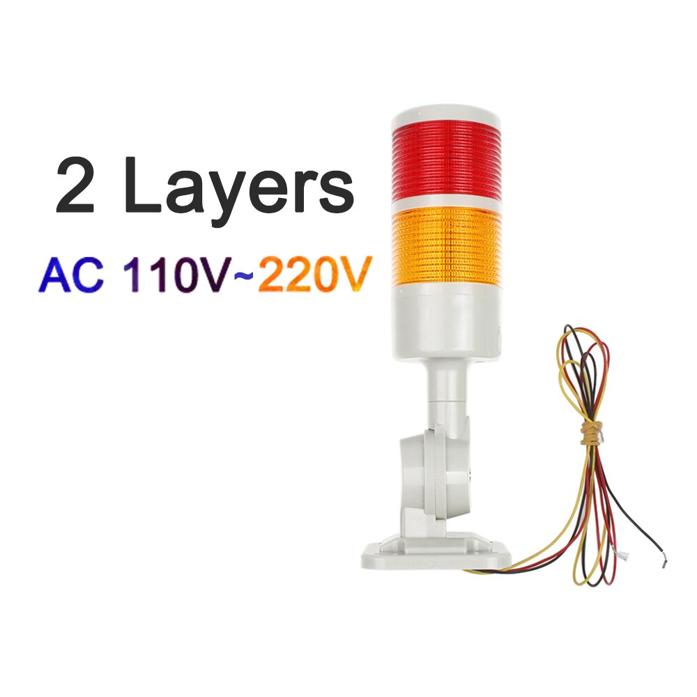 2 layers Rotatable 180 Stack light Red warning light industrial for CNC machine DC 24V 12V AC220V 110V Steady flashing light LED: AC 110V-220V