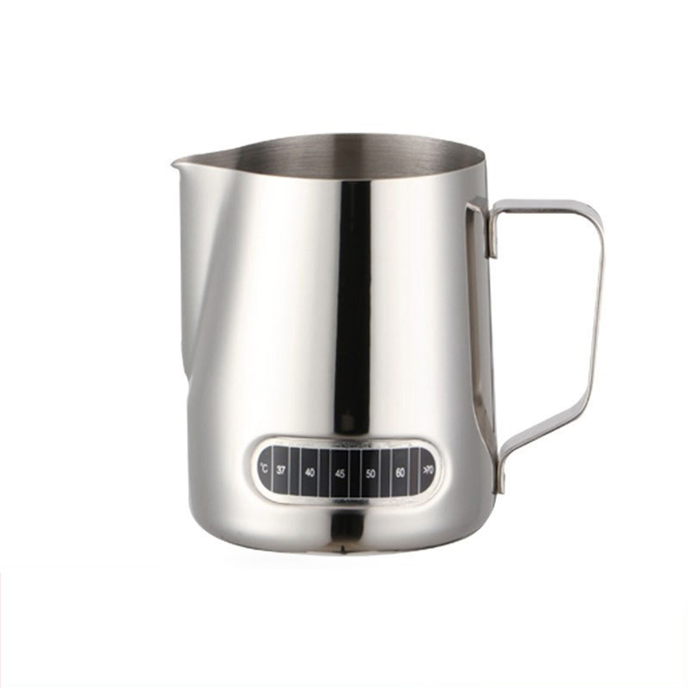 600ml rustfrit stål mælkekande barista håndværk kaffe latte mælkeskummekande kande med termometer til fremstilling af kaffe: 600ml termometer