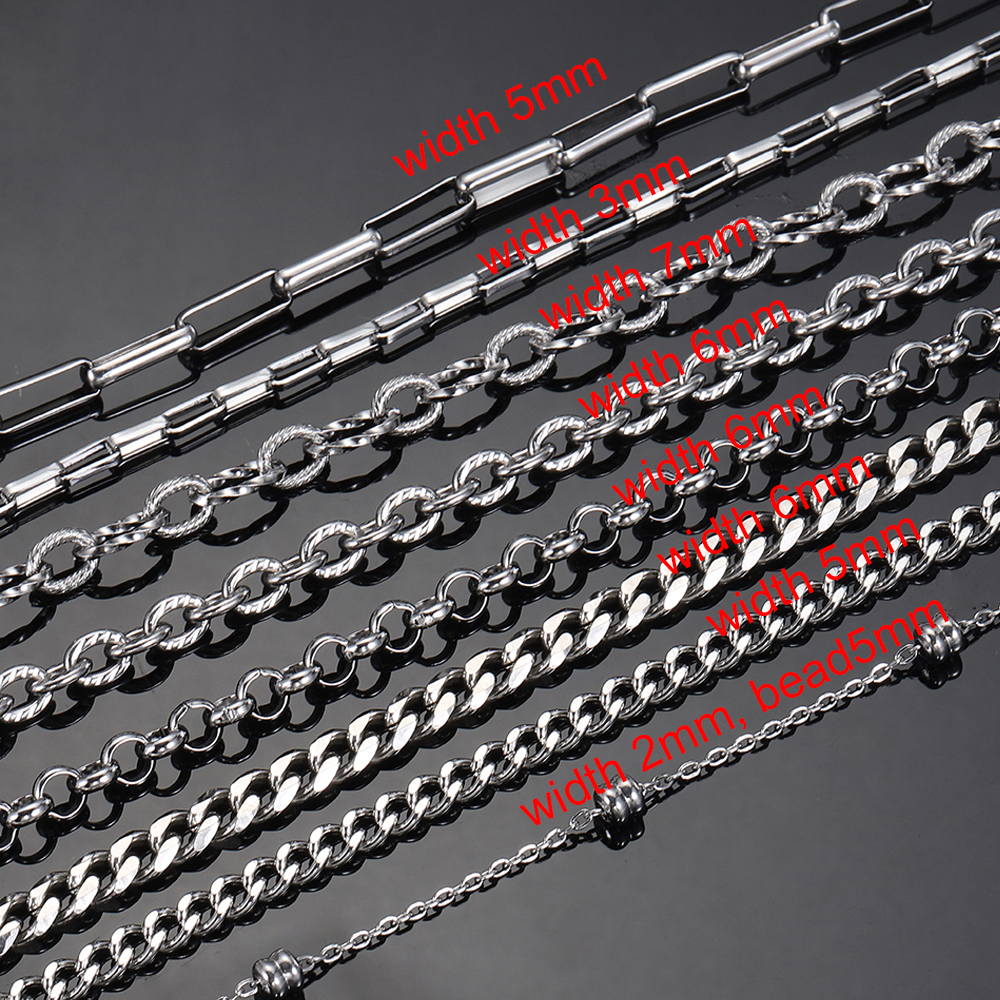 Cadena de acero inoxidable para fabricación de joyas, eslabones de Cable Rolo, cadena gruesa, accesorios de pulsera para hombre, 1 metro