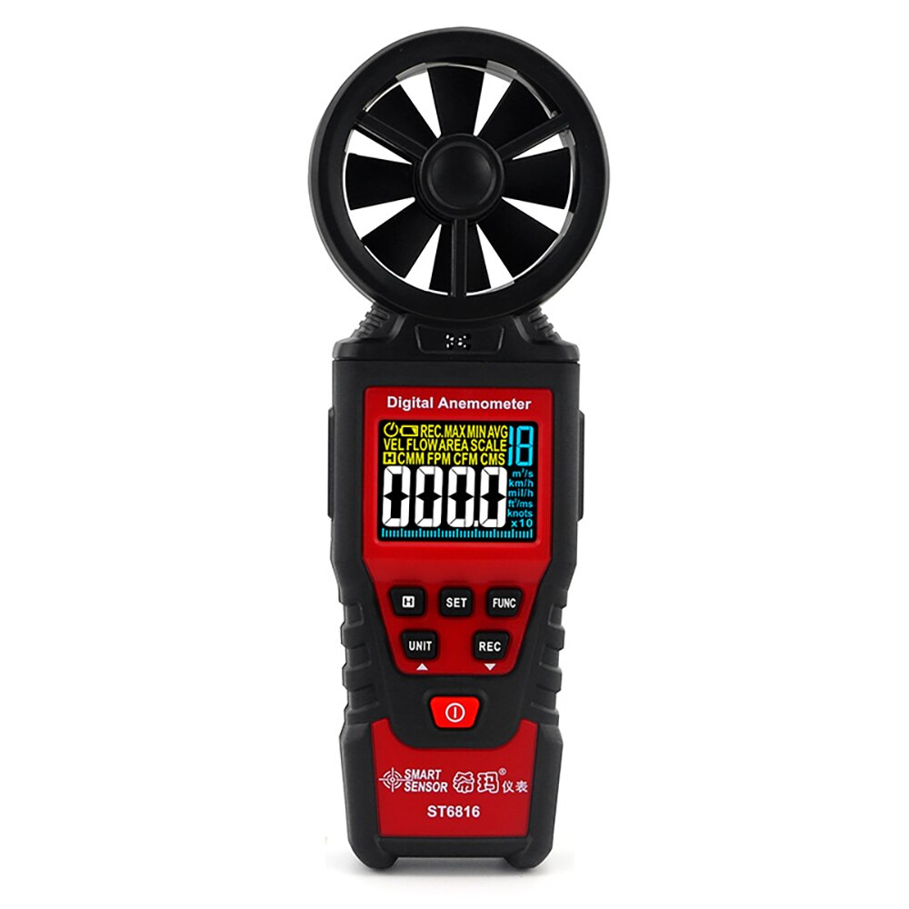 Digital Anemometer Anemometro Thermometer Color LCD Air Velocity Wind Speed Measue Gauge Air Flow Volume Meter Windmeter