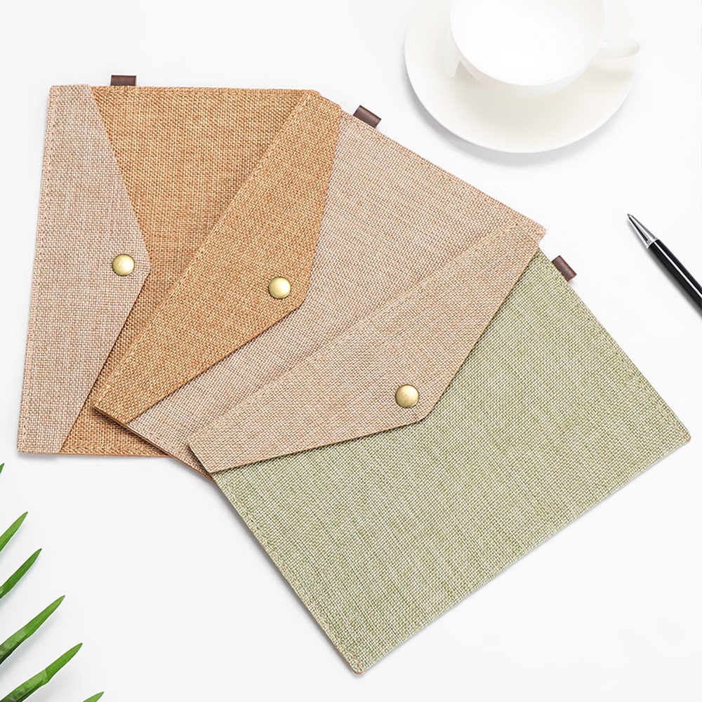 1PC Simple A4/A5 Big Capacity Document Bag Imitation Linen Canvas Felt File Bag Briefcase File Folders Office Supply
