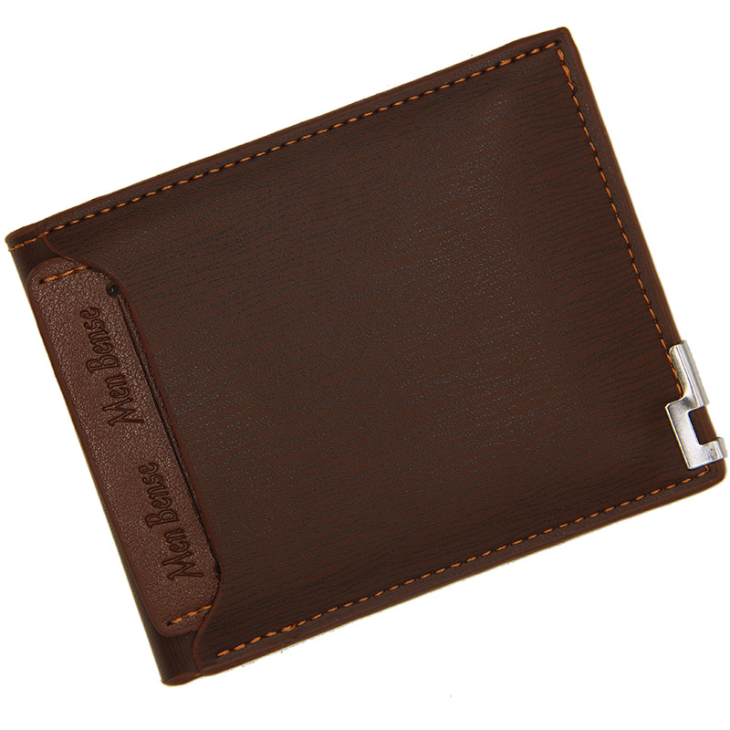 Menbense Mannen Lederen Portemonnee slanke Korte wallet credit kaarthouder Functionele portefeuilles Draagbare kaarthouder: Brown