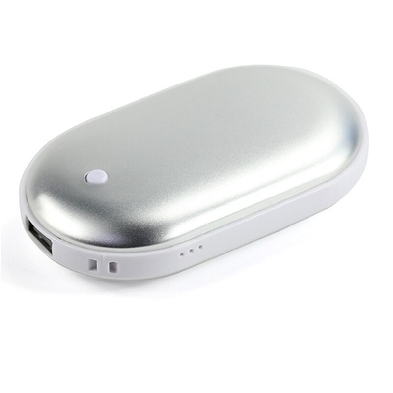 5200mAh USB Pocket Heater Handy Warmer Portable Mobile Phone Charging Power Supply Winter Body Handy Baby Heating Warmer: Silver