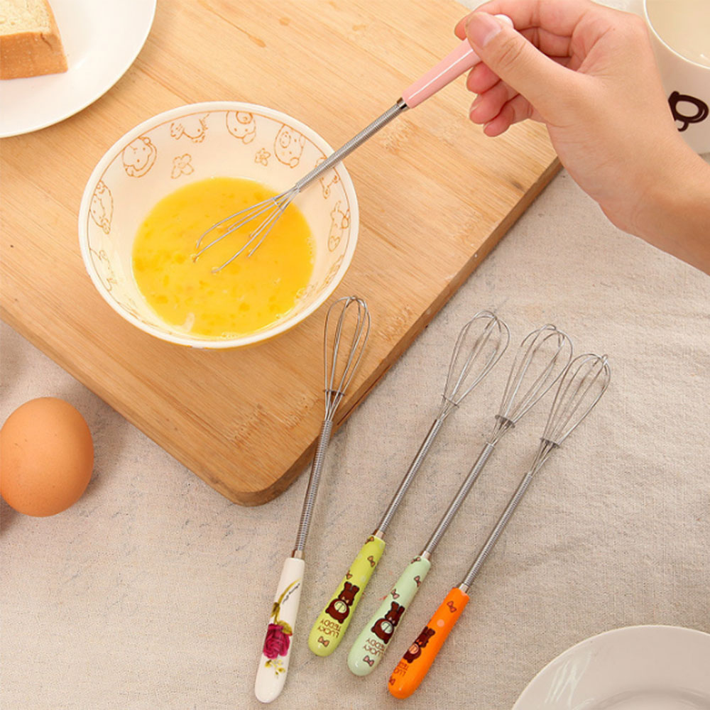 Whisker Ceramic Handle Stainless Steel Small Manual Eggbeater Kitchen Accessories