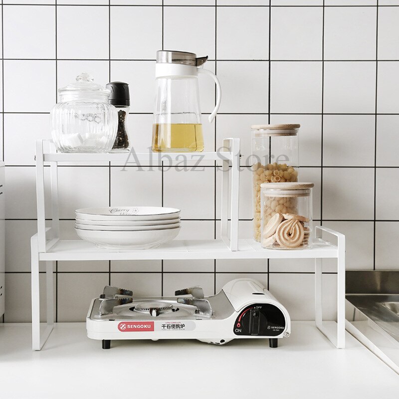 Kitchen Organizer Cabinet Layered Shelves Desktop Storage Cabinets Kitchen Gadget Supplies Storage Rack Spice Jar Cabinet Shelf