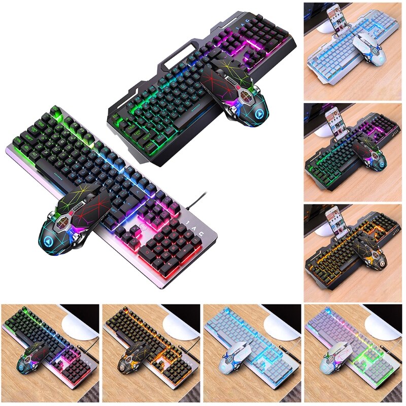 104 Toetsen Rgb Aluminium Gaming Toetsenbord En Rgb Gaming Muis Set Met Mobiele Telefoon Stand Functie Key Tien Miljoen key Leven