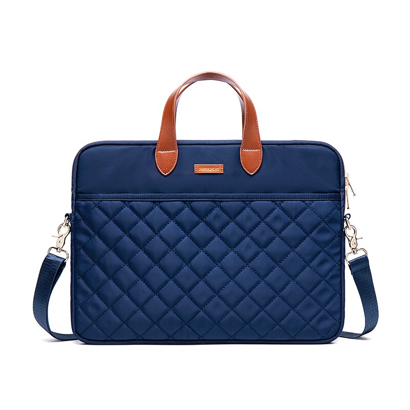 Anti-Shock Aktetas Messenger Bag 14 &#39;&#39;Laptop Tas Voor Vrouwen Aktetassen Kantoor Business Tote Voor Document: 14inch Navy blue