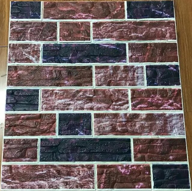Self-Adhesive Burgundy Brick Pattern Flexible Sponge Wall Panel 399745705