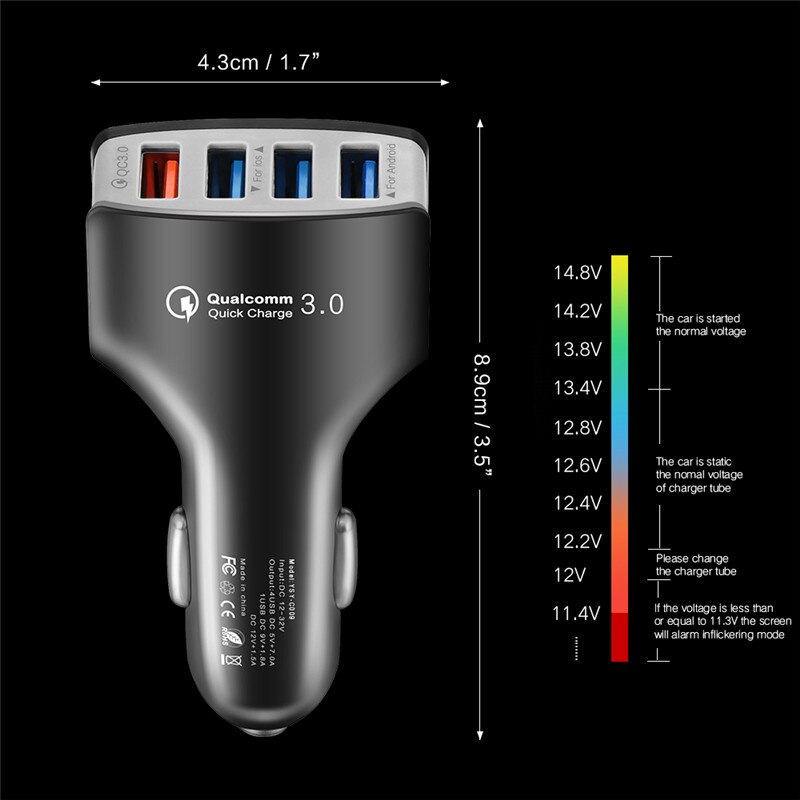 Mehrere USB Auto-Ladegerät QC 3,0 Schnelle Ladung praktisch Auto Ladegerät Für iPhone X Xiaomi Multi 4 USB Jack Ladung Adapter in Auto