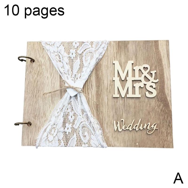 1Pc Wedding Signature Book Wooden Guest Sign-in Book MR&amp;MRS DIY Photo Decoration Wedding Book Memories Wedding Book Guest M3F8: A