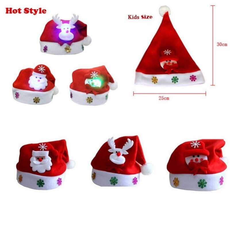 LED Light Up Christmas Hat Glow Party Headwear Decoration Supplies