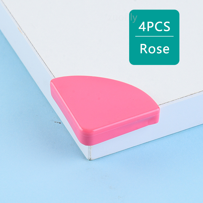 4 stk babysikker hjørnebeskytter blød silikone bord skrivebord hjørnebeskytter børn sikkerhed pvc kantbeskytter til baby børn beskyttelse: Rose