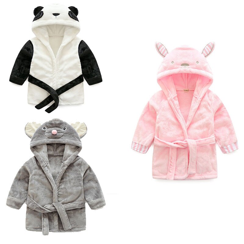 3-8 år høst vinter barn nattøy kappe flanell hette varm badekåpe barn pyjamas til gutter og jenter nydelige tegneseriekåper
