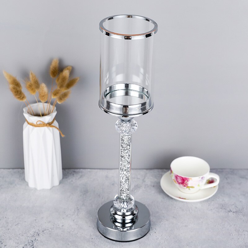 Europese stijl metalen kristallen diamant kandelaar kaarsenhouder salontafel bruiloft kerst halloween met deksel  ch137