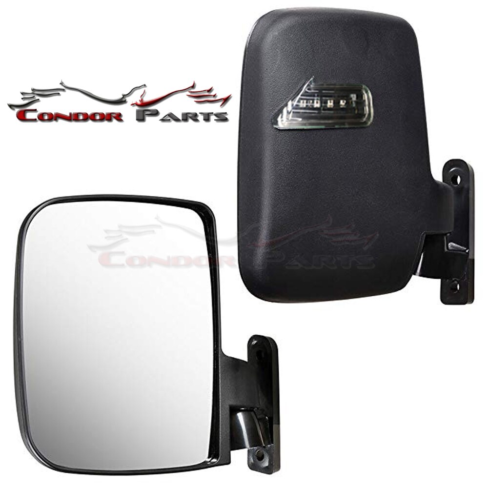 Condor Parts - Universal Golf Cart LED Side Mirrors With Turn Signal, Adjustable Side Mirrors For All Brands Golf Cart. Ice Blue