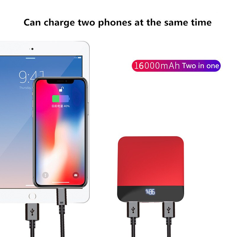 16000mAh Erweiterte-akku Batterie Power Für iPhone Samsung Mini Power Bank Dual-USB Tragbare Batterie Ladegerät Für Xiaomi huawei