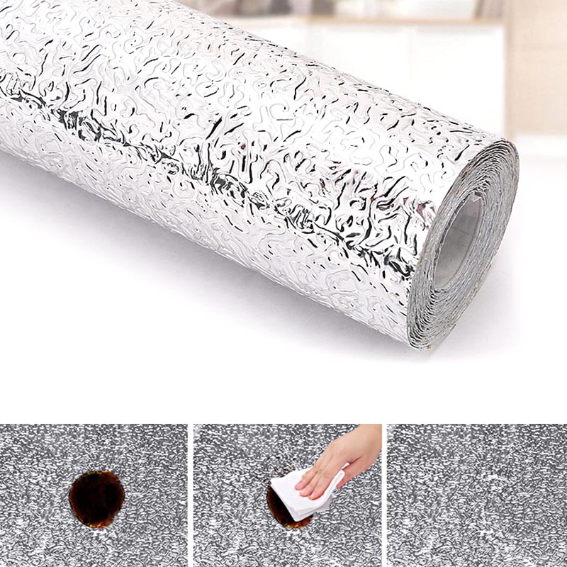 Keukenmuursticker aluminiumfolie waterdicht verwijderbaar zelfklevend oliebestendig behang
