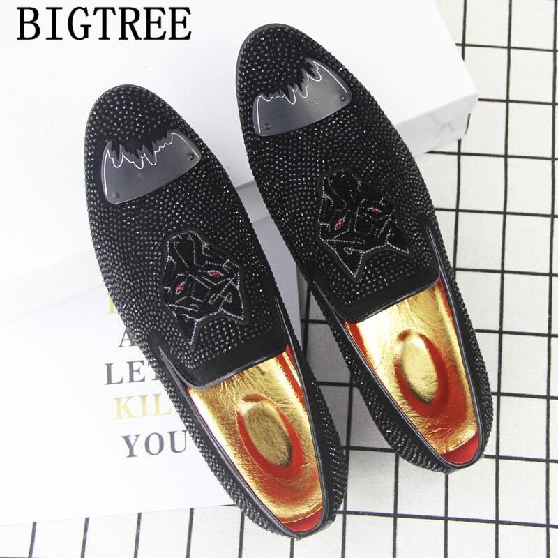 Zapatos de boda para hombre, mocasines a la con diamantes de imitación, zapatos de vestir para hombre, zapatos de para hombre, Scarpe Uomo, zapato Social Masculino