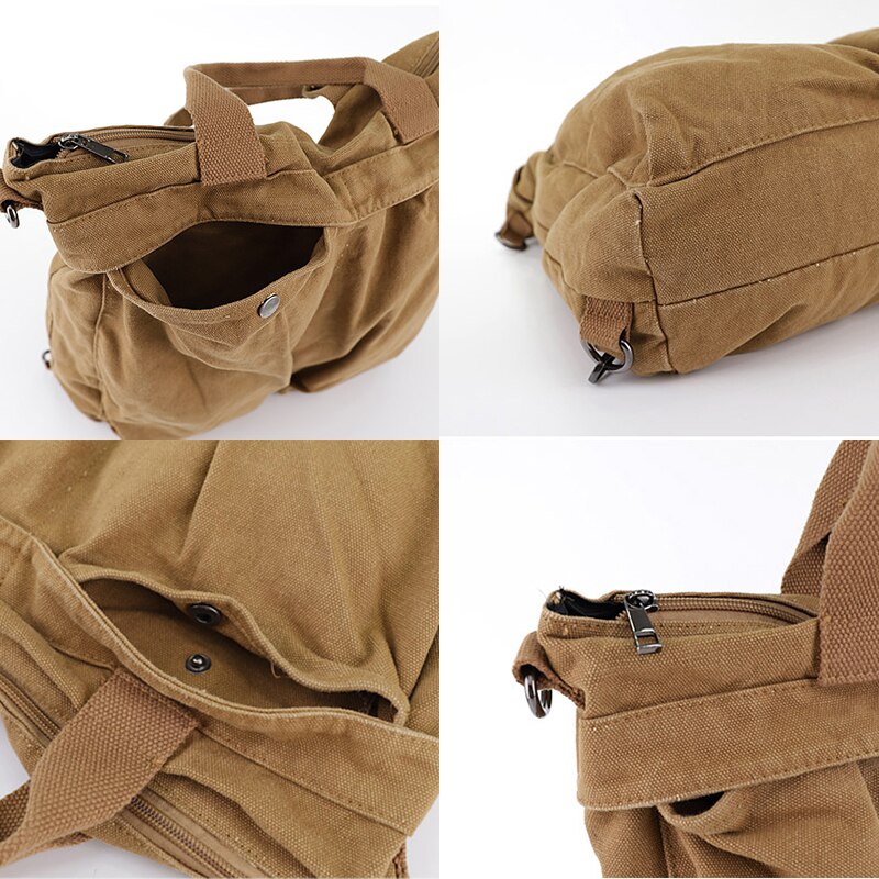 Unisex Multi-functional Canvas Handbag Man Women Big Capcity Multi-pocket Bag School Fabric Eco-friendly Book Bag