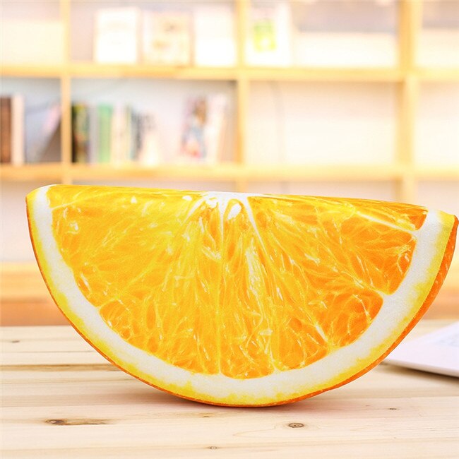 BABIQU 1pc Simulation Obst Kissen Wassermelone Orange Grapefruit Kiwi Plüsch Spielzeug weiche Angefüllte Kissen Lebensechte Obst Kreative: Orange 1