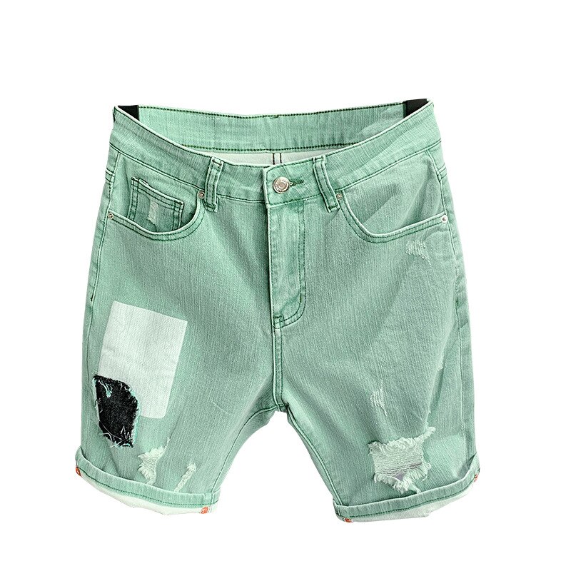 Green Denim Short Men Short Summer Cargo Jeans Short Men Casual Brand Classic Beach Men Hole Ripped Shorts