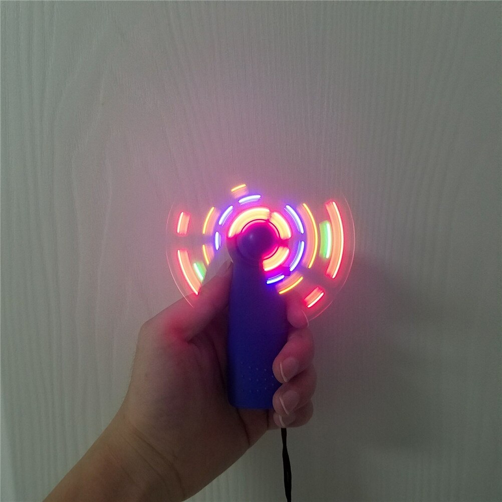 Plastic LED Color Fan Matrix Portable Mini Air Cool Fan Green Blue Light Up Toys