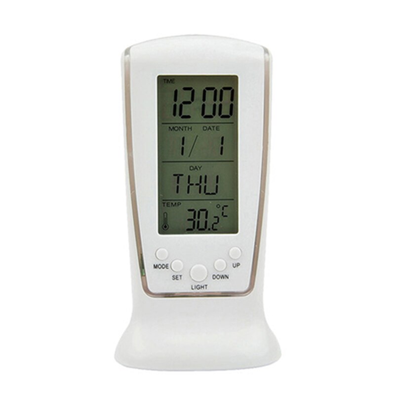 Led Digitale Wekker Met Blauwe Achtergrondverlichting Elektronische Kalender Thermometer Digitale Wekker Kalender Thermometer D: Default Title