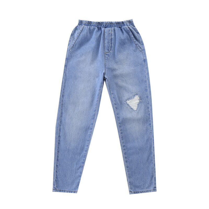 Jean déchiré pour fille de 6, 8, 10, 12, 14 ans, printemps-automne, joli pantalon avec poche en forme de cœur pour enfant et adolescent