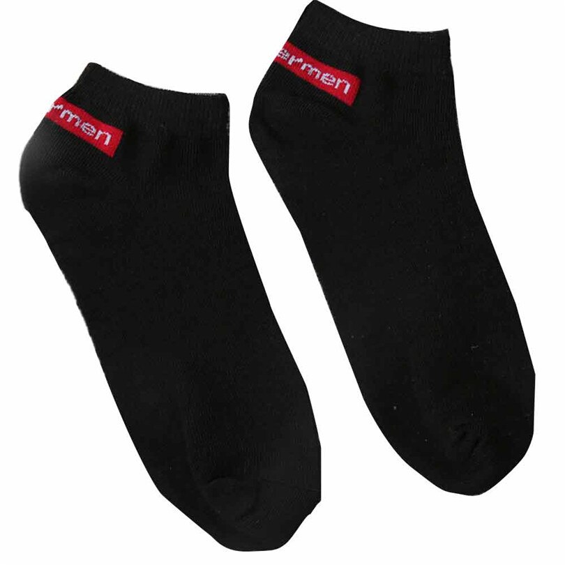 1 Pair Unisex Summer Women Men Couple Comfortable Stripe Cotton Casual Daily Sock Slippers Short Ankle Socks: Black