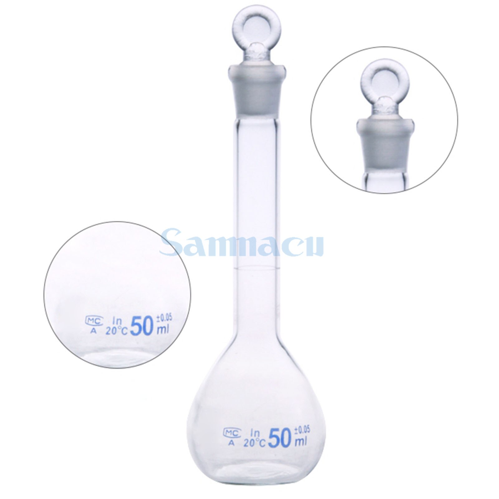 2000ML Lab Volumetric Flask Class A G3.3 Borosilicate Glass With Stopper White