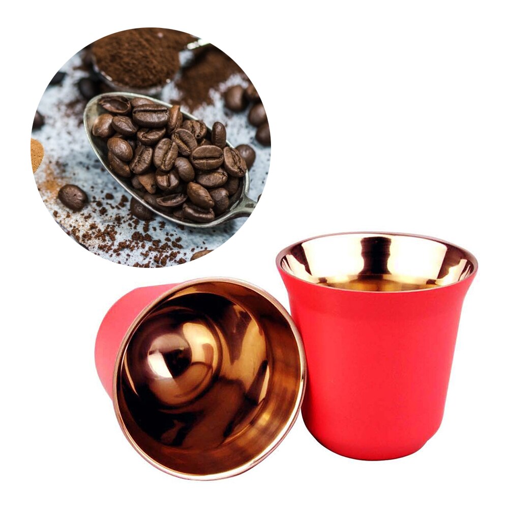 80ml dobbel vegg kaffekopp rustfritt stål kaffekrus espresso kaffekopper isolasjon kaffekopp kapsel krus te kaffekopper