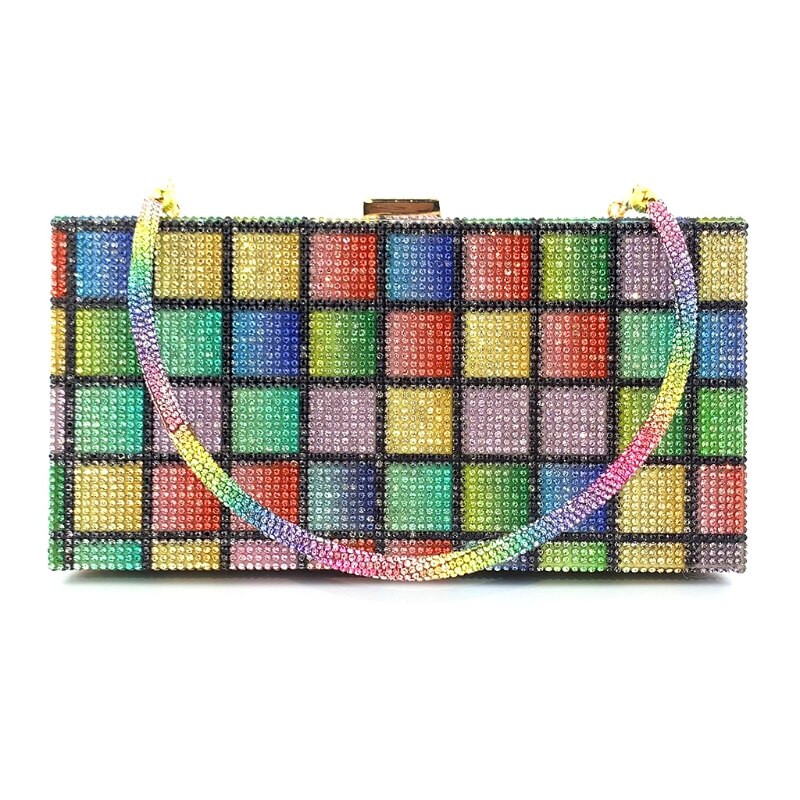 Rainbow diamond bröllop clutch väska fest kväll clutch handväska och handväska för kvinnor lyx crossbody väska: 4