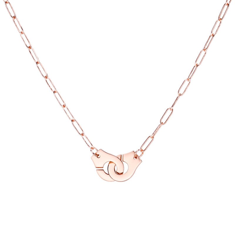 Moonmory S925 ciondolo e collana con manette in argento Sterling per donna collana con manette a catena in argento Menottes bianchi all'ingrosso: Rose Gold