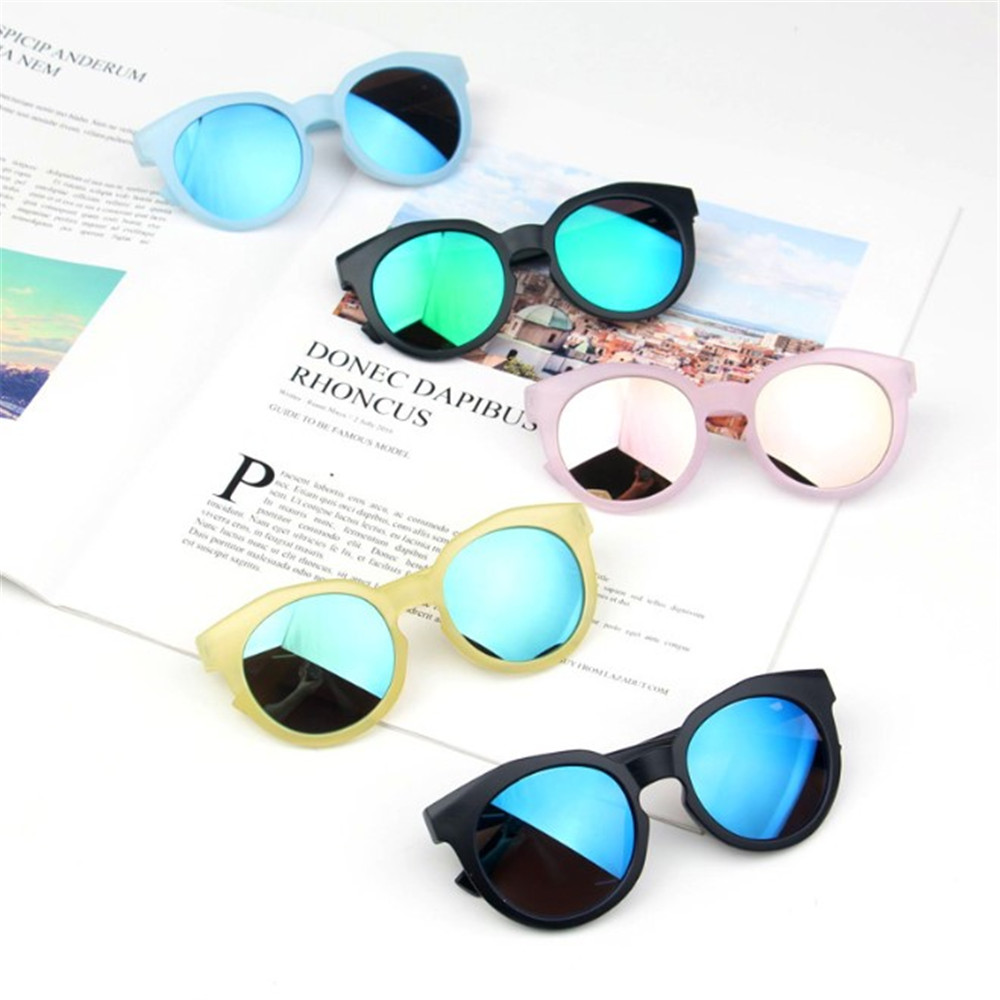 Nueva Color dulce para niños gafas de espejo reflexivas Unisex niños niñas gafas de sol niños gafas bebé protección UV