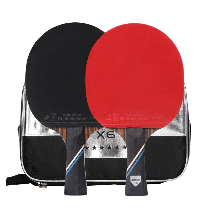 1 Pair 6-stars 7 layers Wood table Tennis Bat Racket Long Short Handle Ping Pong Racket Pimples in For Competition