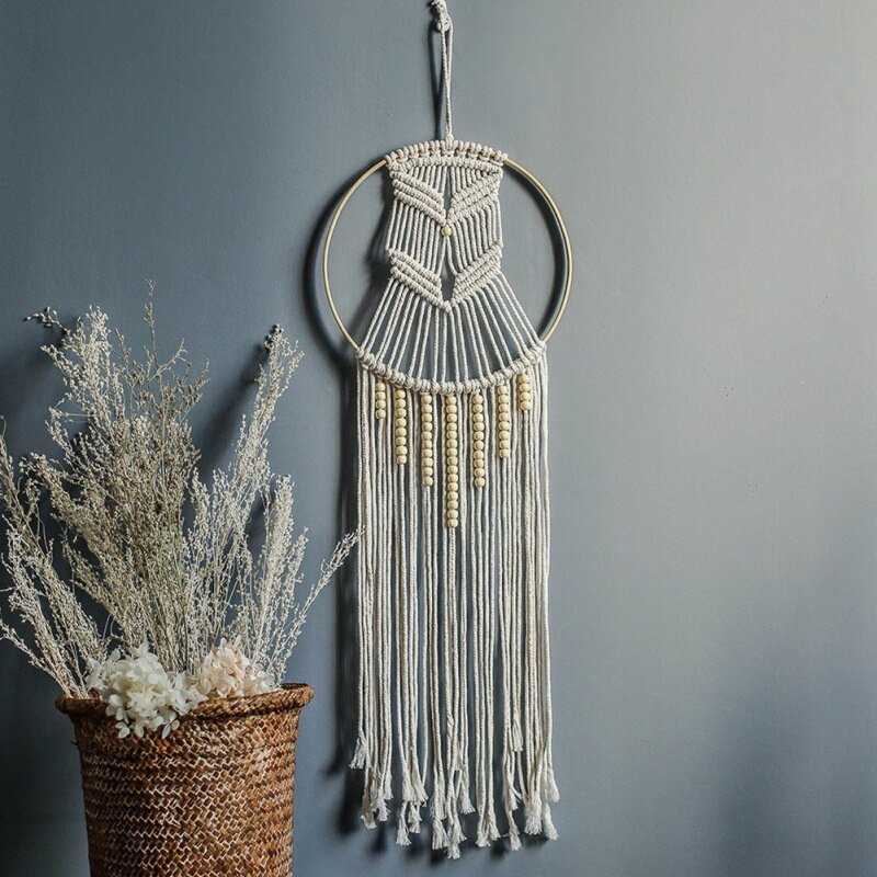 Boho stil dekorativ bomull vävd macrame vägghängande gobeläng för sovrum vardagsrum barnkammare för heminredning